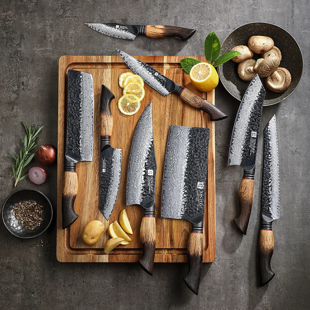 XINZUO 8-Piece Damascus Steel Kitchen Knife Set | 67 Layers Kitchen Knife Set Axl
