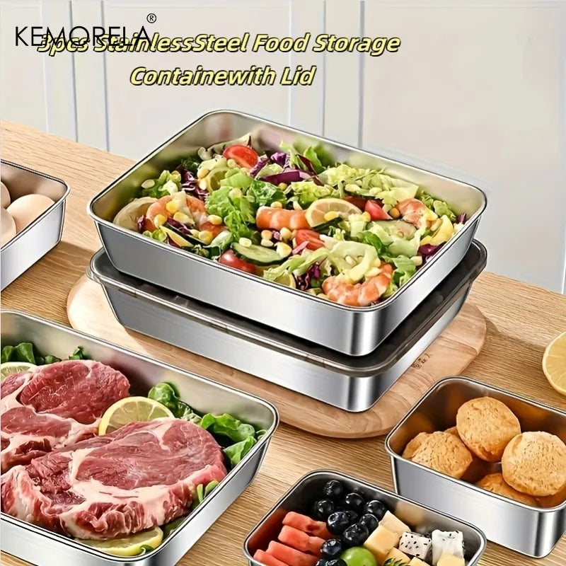 3-Piece Stainless Steel Food Storage Containers – Leak-Proof Food Storage Containers Axl