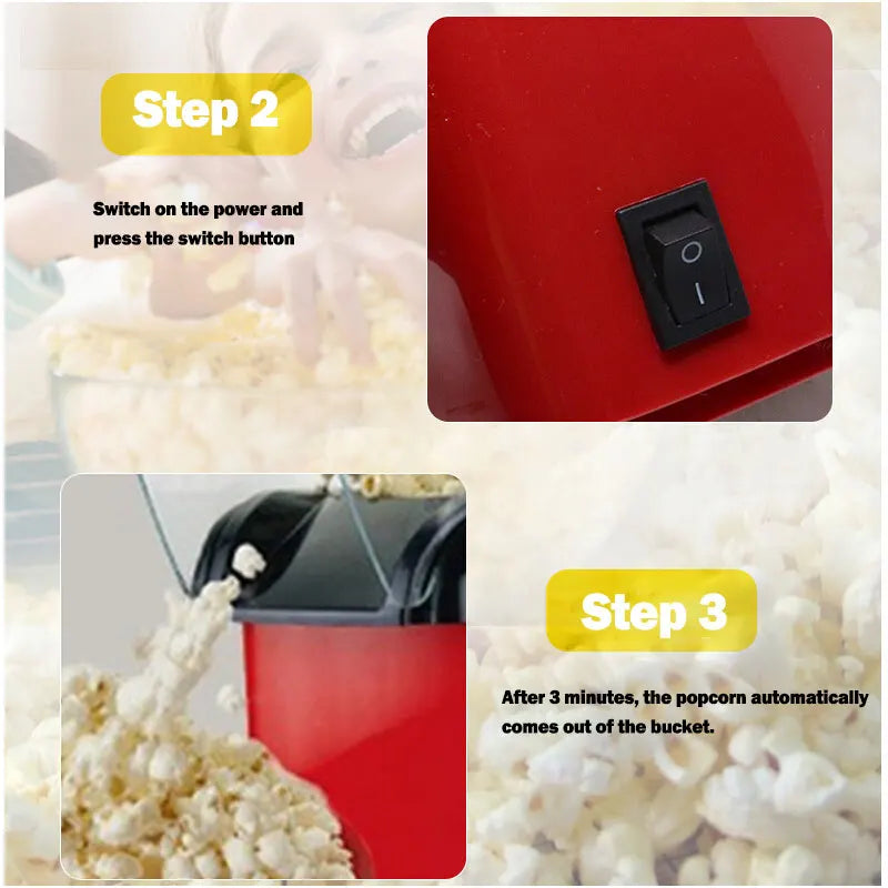 BALASHOV 1200W Hot Air Popcorn Maker – Mini Electric Corn Popper Popcorn Maker Axl