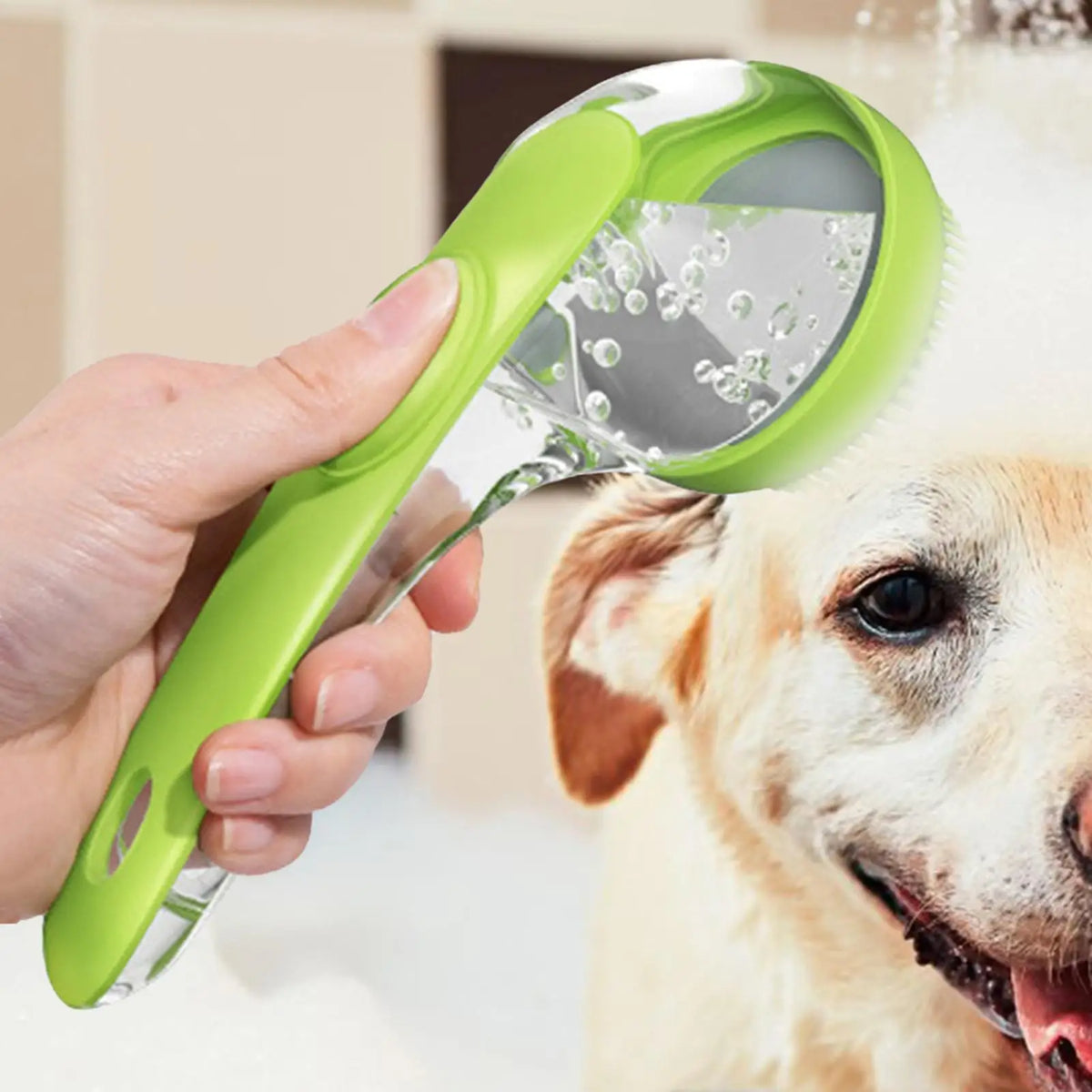 Silicone Dog Shampoo Brush with Built-In Soap Dispenser Pet Grooming Brush Axl