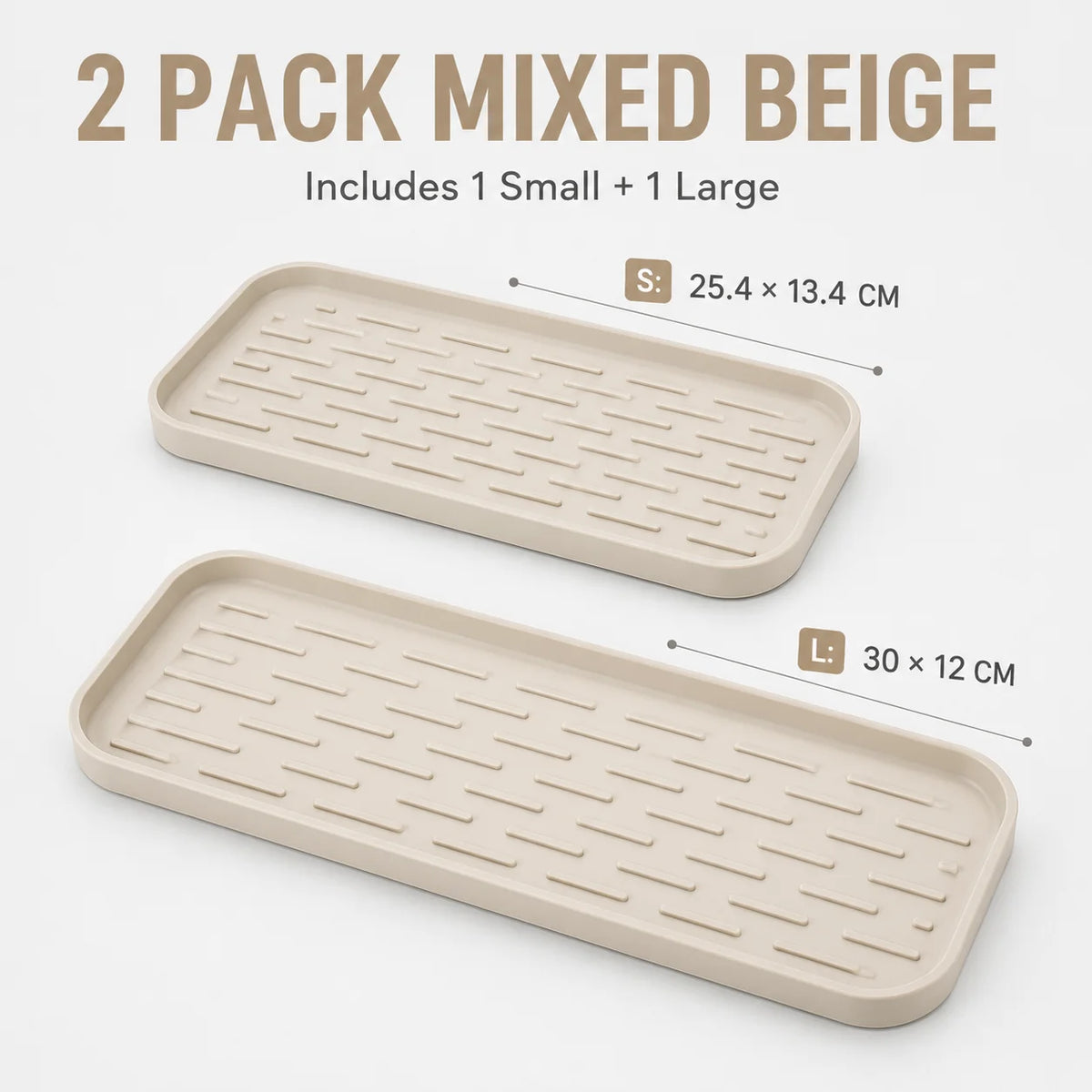 2-Pack Silicone Sink Organizer Tray & Dish Drying Mat – BPA-Free Silicone Organizer Tray Axl 2 Pack Mixed Beige other