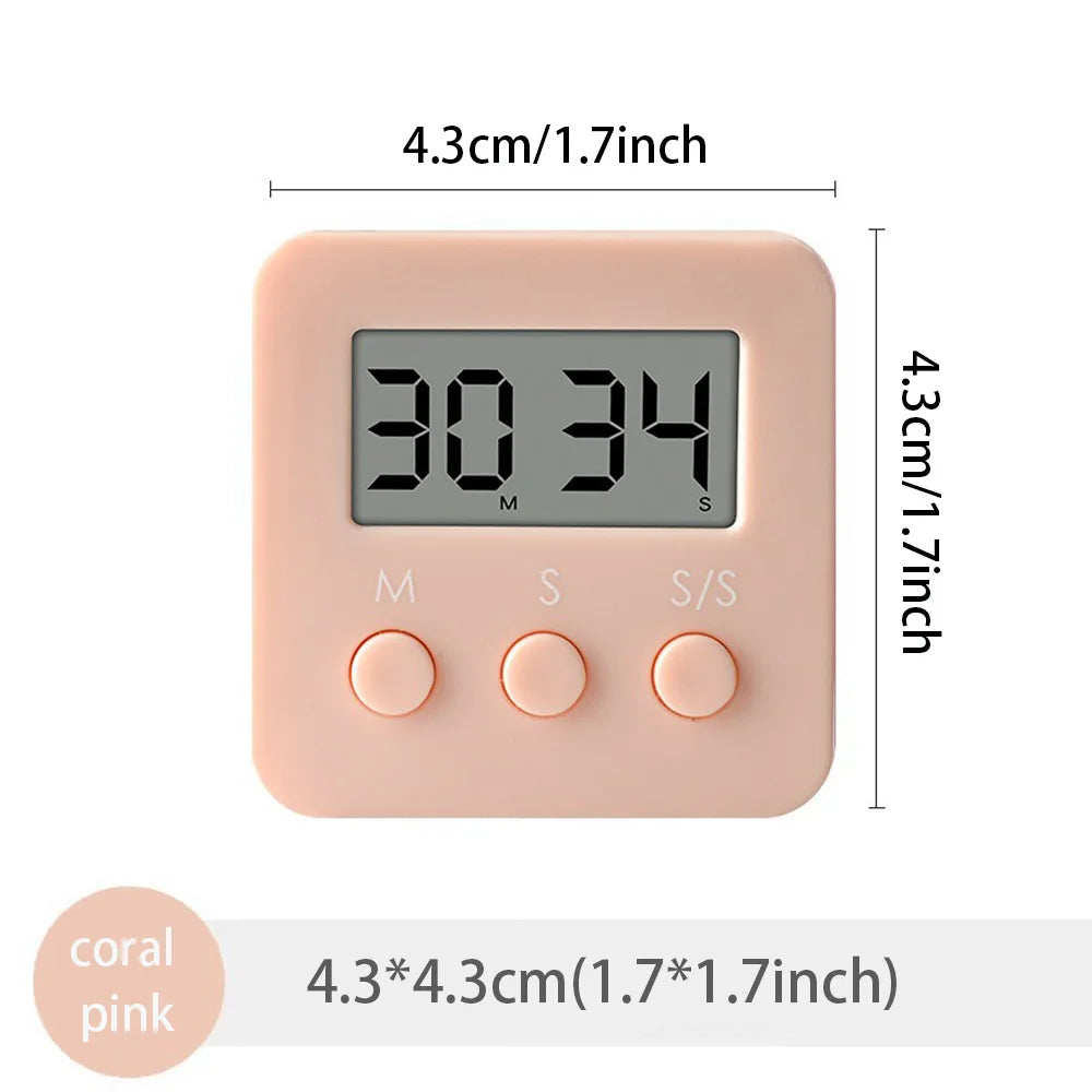 Digital LCD Kitchen Timer – Mute & Loud Alarm, 24-Hour Clock Digital Kitchen Timer Axl coral pink
