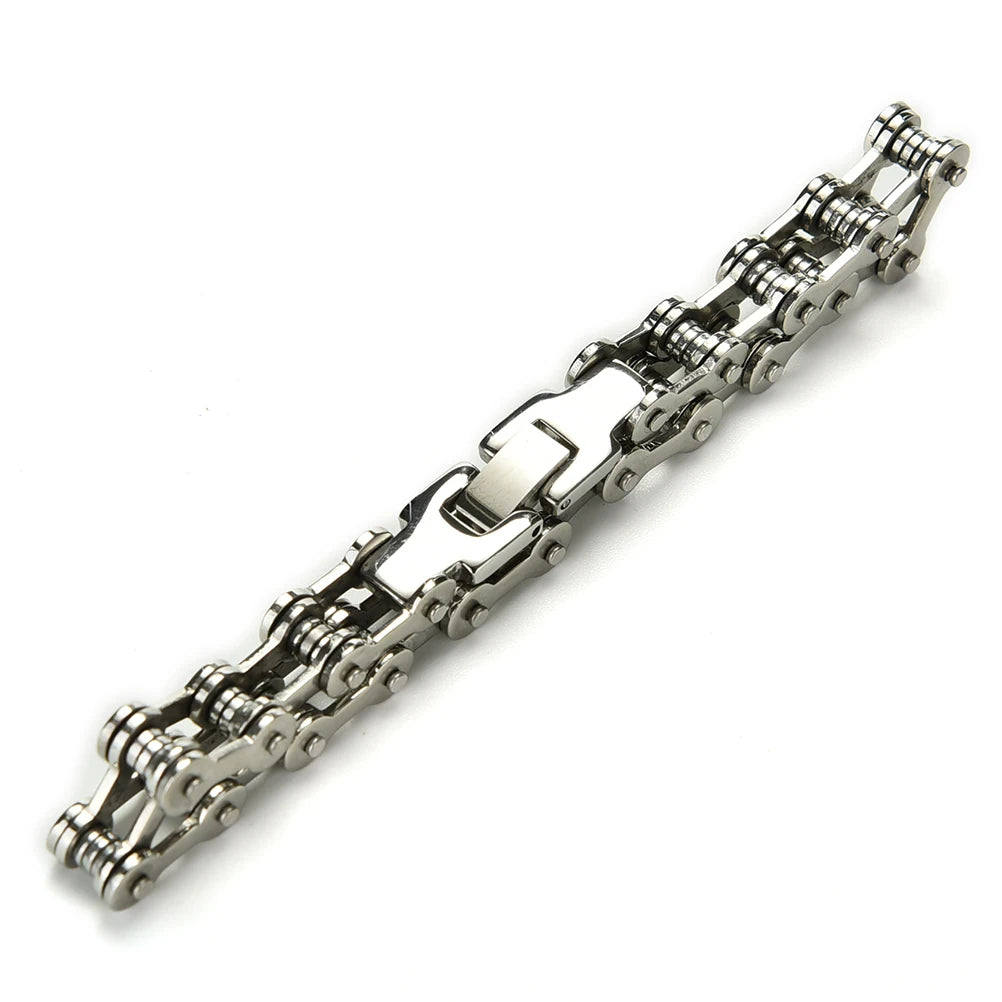 Punk Stainless Steel Motorcycle Chain Bracelet 8.5" Silver Chain Bracelet Axl