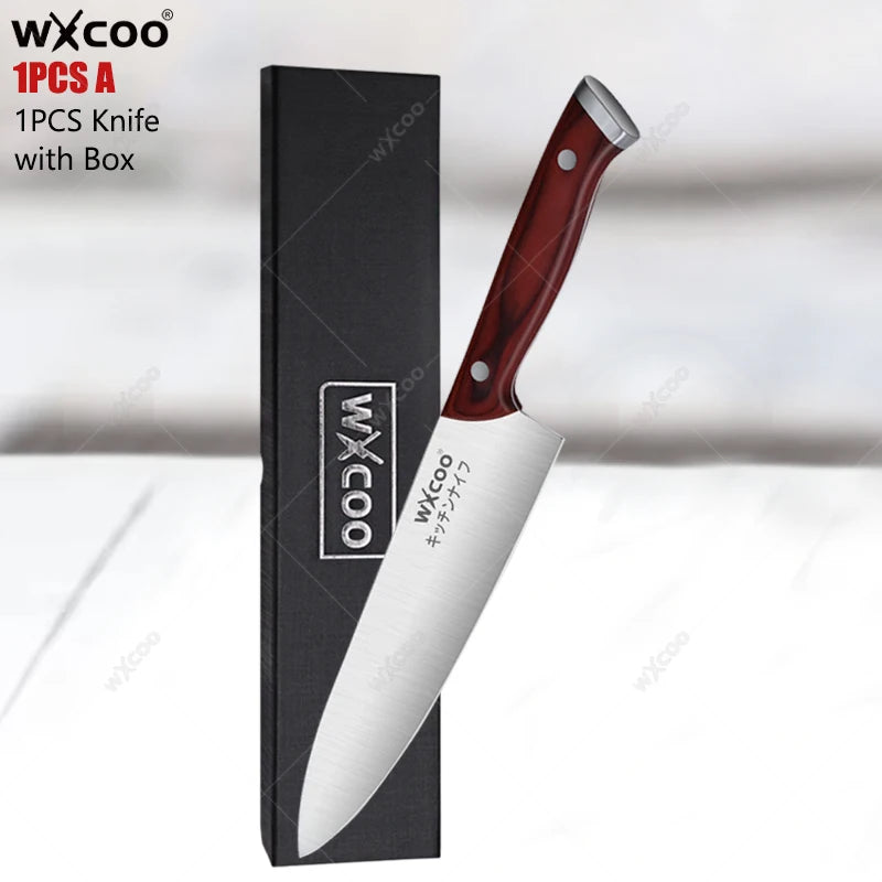 WXCOO Japanese Chef Knife Set – Sharp Stainless Steel Kitchen Chef Knife Set Axl Knife A with Box