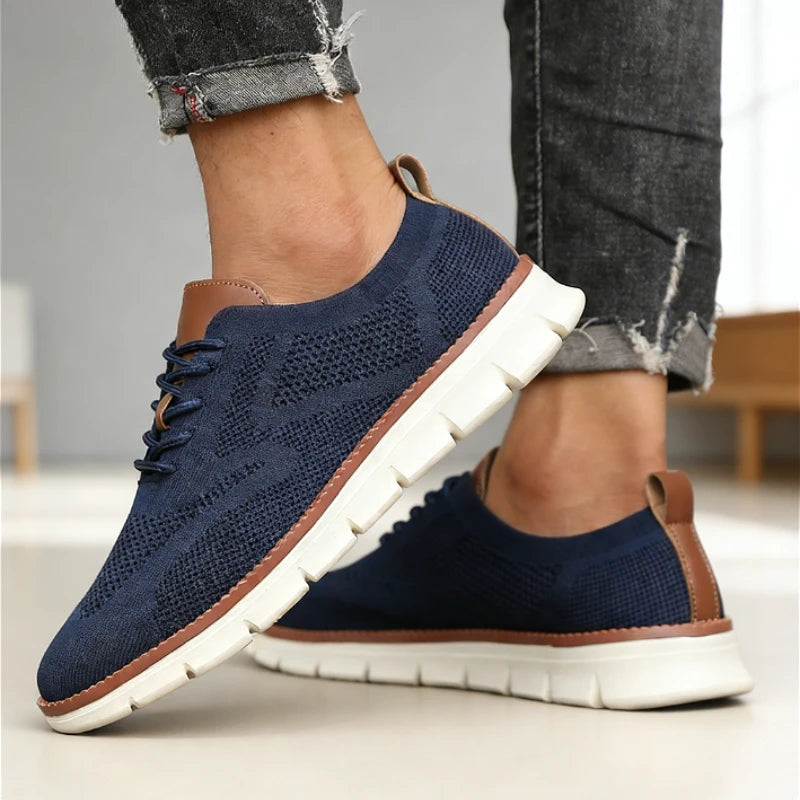 ZULIWAGN Men's Lightweight Breathable Knit Mesh Sneakers Men's Casual Sneakers Axl Navy Blue 39
