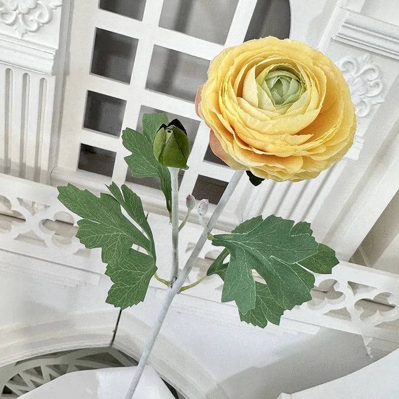 Artificial Ranunculus Flower Branch – 2-Head Silk Rose, 50cm Artificial Flower Branch Axl Champagne