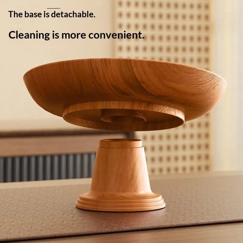 Nordic Wood-Grain Fruit Tray – Detachable Pedestal Snack Plate Fruit Serving Tray Axl