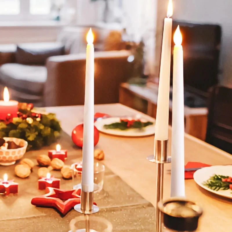 LED Flameless Taper Candles – 6/12 Pc Flickering Set Flameless Taper Candles Axl