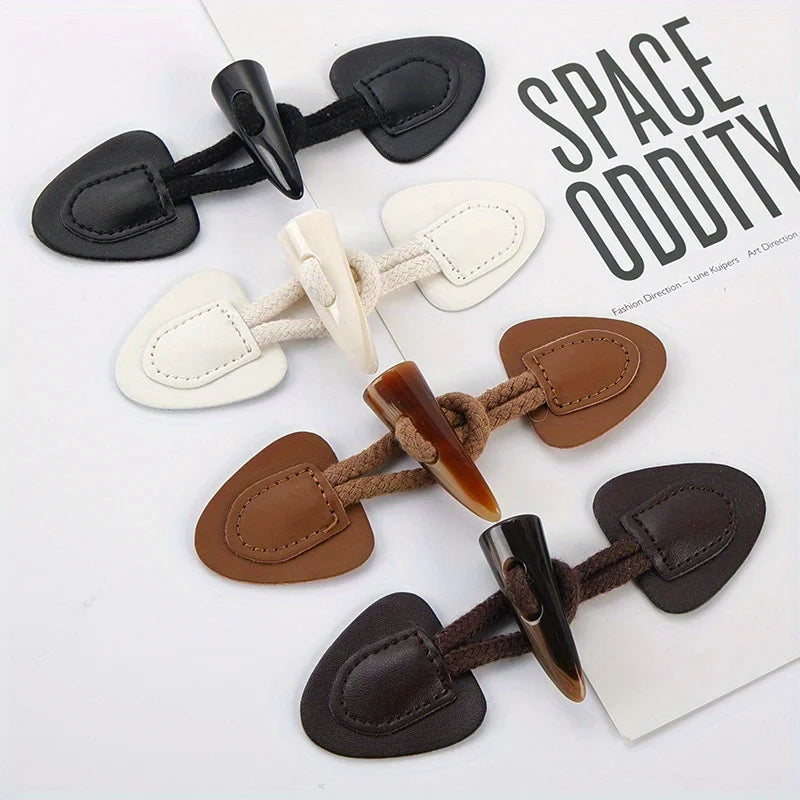 4 Pairs PU Leather Horn Toggle Buttons – Coat & Jacket Sewing Sewing Toggle Buttons Axl