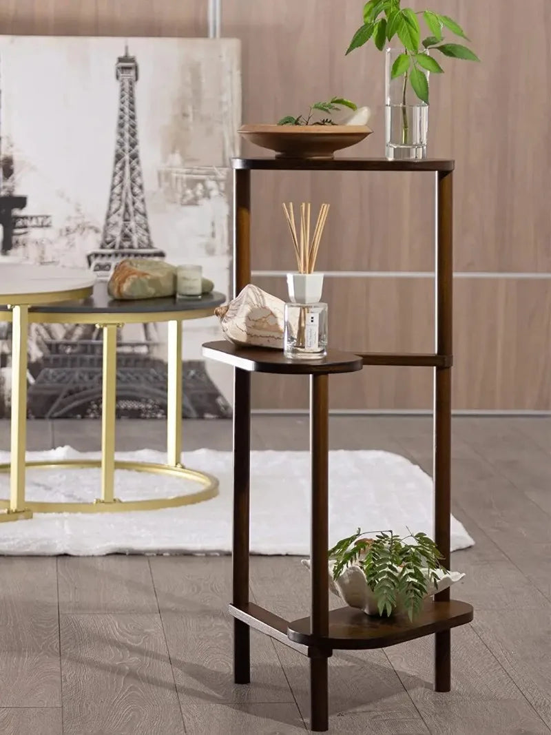 3-Tier Bamboo Corner Plant Stand – Tall Flower Pot Rack Corner Plant Stand Axl