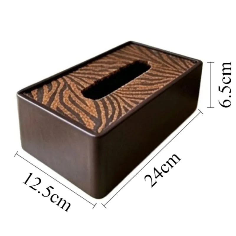 Vintage Wooden Tissue Box – Luxury Wood & Leather Napkin Case Tissue Box Holder Axl Brown