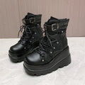 Women's Platform Wedge Ankle Boots | Punk Zip High Heels Platform Ankle Boots Axl black 42