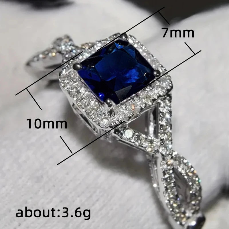 Huitan Cubic Zirconia Wedding Band Ring – White/Pink/Blue Zirconia Wedding Ring Axl