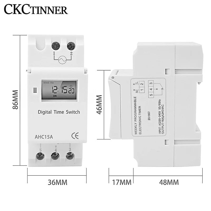 AHC15A LCD Programmable Timer Relay Switch 12V–220V | 16A Timer Relay Switch Axl