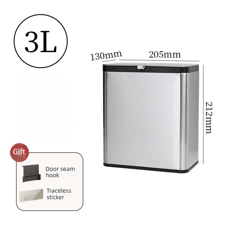 Wall Mounted Stainless Steel Trash Can with Lid – 8L Wall Mounted Trash Can Axl 3L-Silver