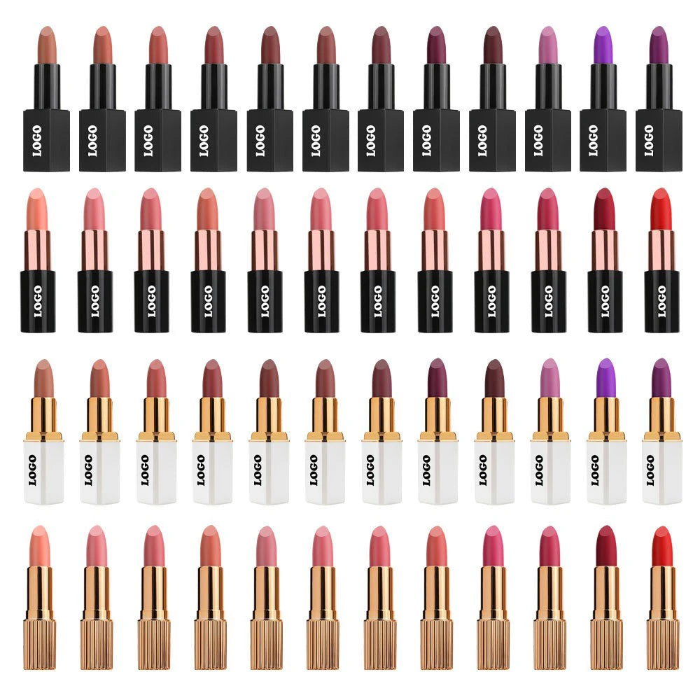 24-Color Vegan Matte Lipstick – Waterproof, Private Label Matte Lipstick Set Axl