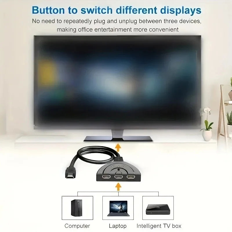 3-Port HDMI Switch 4K 3D – 3 In 1 Out for PS4, Xbox & TV HDMI Switch Axl