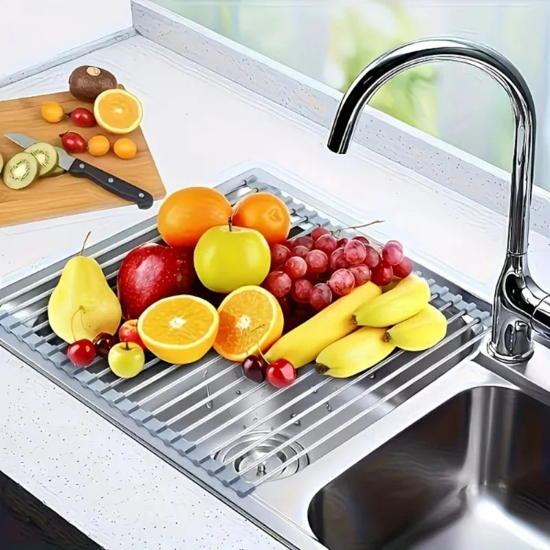 Foldable Stainless Steel Sink Drying Rack | Kitchen Dish Drainer Sink Drying Rack Axl