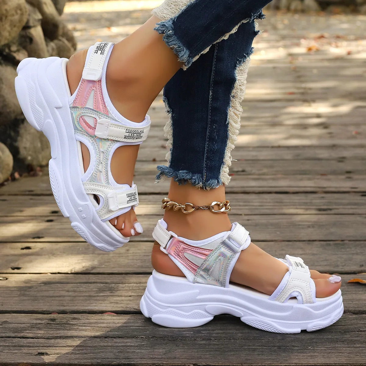 Women's Wedge Platform Sandals – Non-Slip Beach Casual Shoes Wedge Platform Sandals Axl white 36