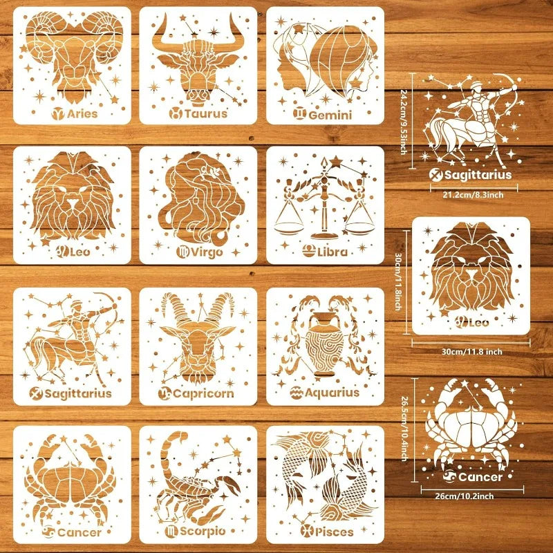 12-Piece Zodiac Constellation Stencils – Reusable DIY Craft Set Craft Stencil Set Axl