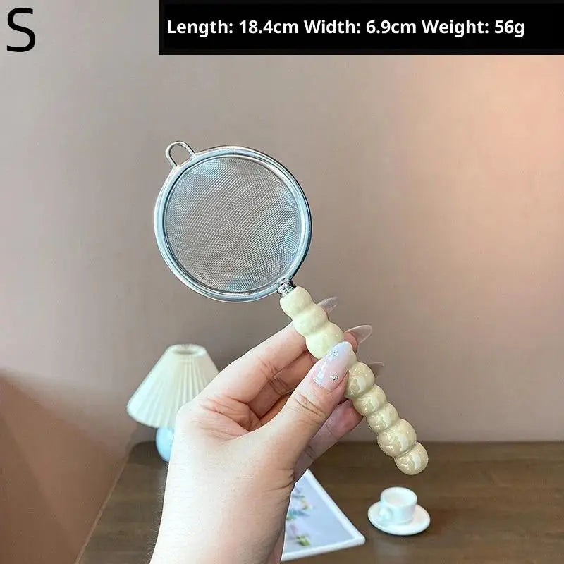 Tea Strainer with Pearl Ceramic Handle – Fine Mesh Sieve Tea Strainer Axl Yellow S