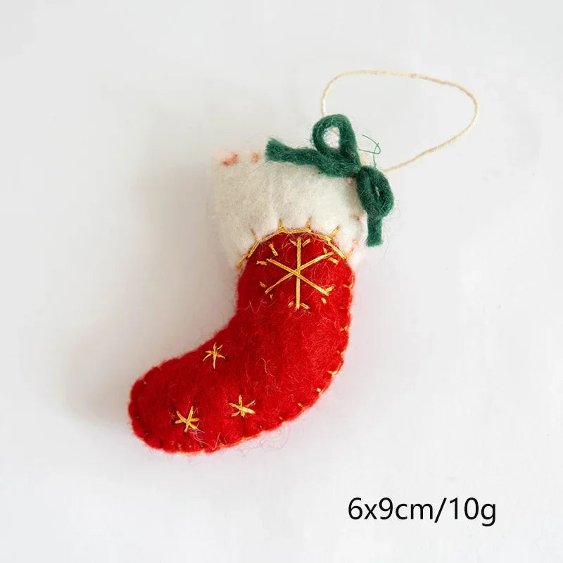 Wool Felt Christmas Ornaments – Snowmen, Tree & Wreath Décor Christmas Ornaments Axl Red socks