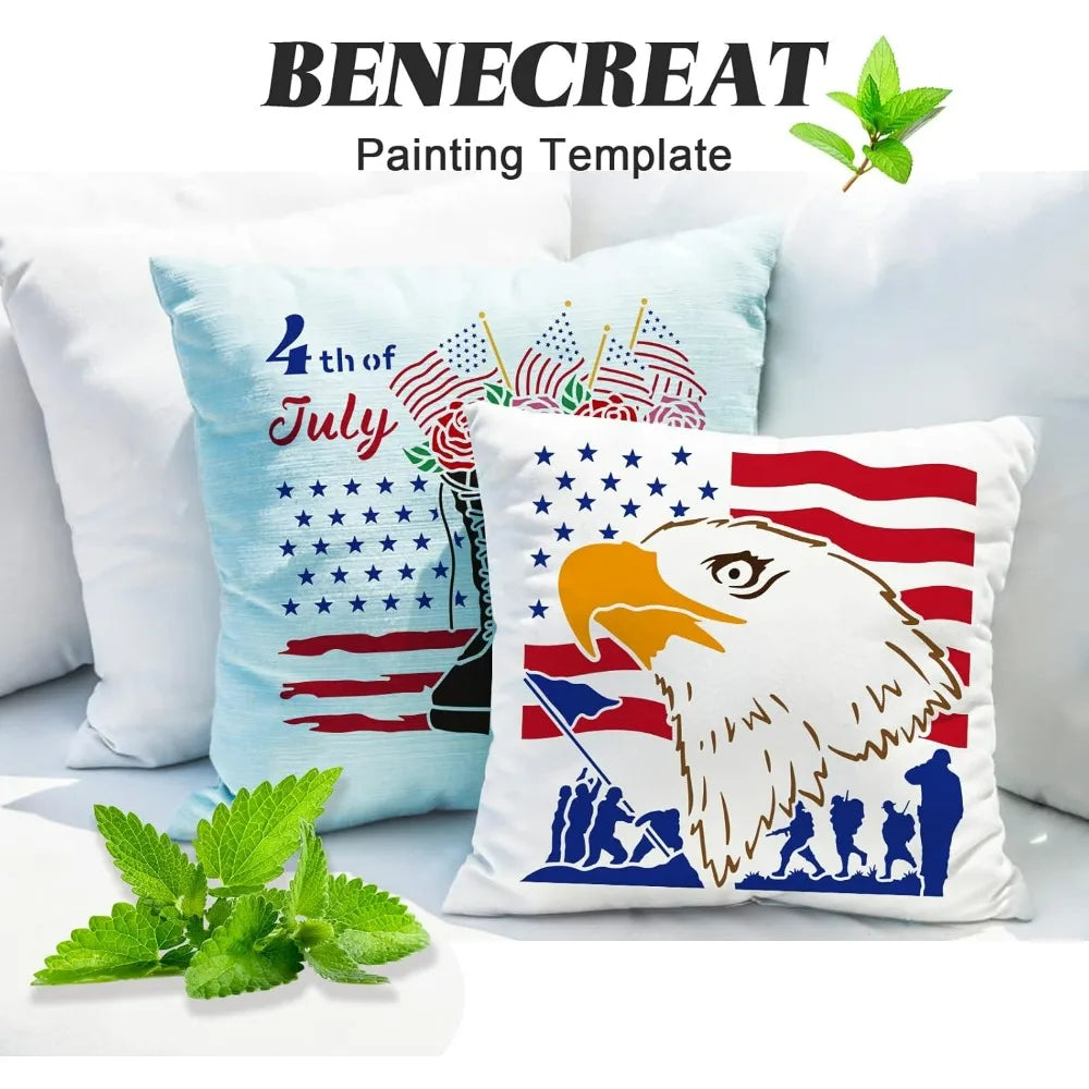 12x12 Independence Day Eagle Flag Stencil – Reusable PET Painting Stencil Axl
