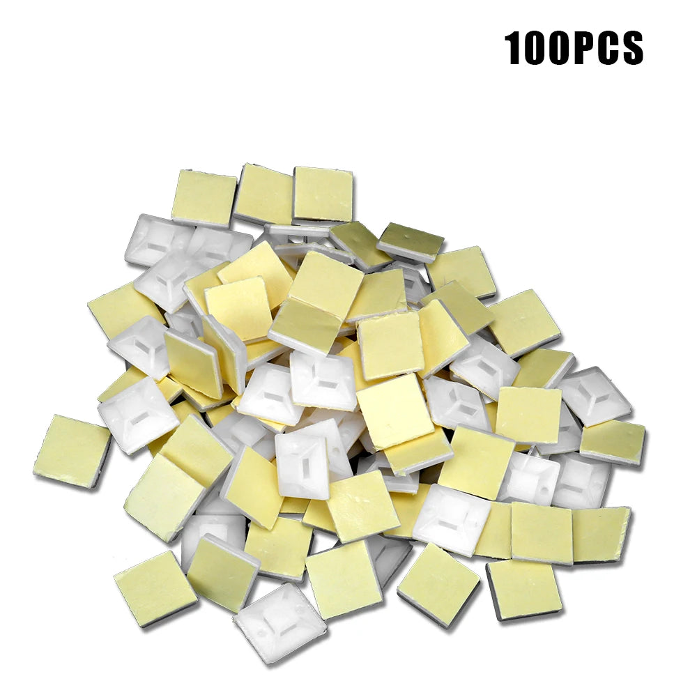 Self-Adhesive Cable Tie Mount Bases 2x2cm – 100 Pack Cable Tie Mounts Axl WHITE