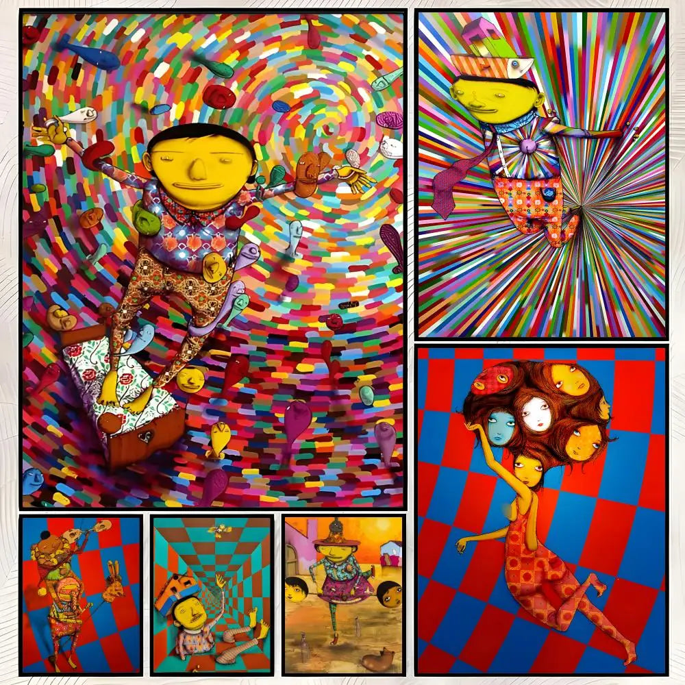Os Gemeos Self-Stick HD PVC Wall Art Poster | Waterproof Decor Wall Art Poster Axl