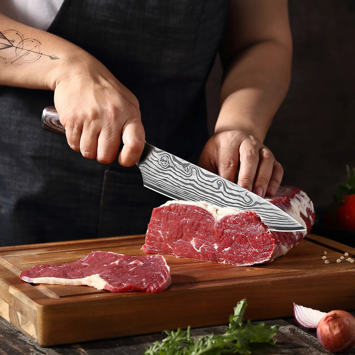 Sunnecko Chef's Knife 8" & 5.5" High Carbon Stainless Steel Chef's Knife Axl
