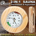 2-in-1 Wooden Sauna Thermometer & Hygrometer | Round Dial Sauna Thermometer Hygrometer Axl Wood grain