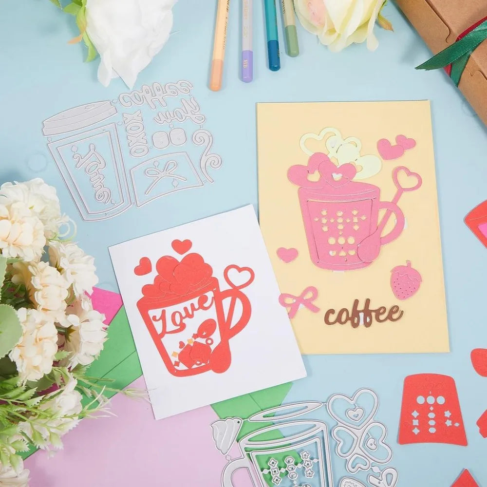 Coffee Cup Valentine's Day Cutting Dies – DIY Cards & Scrapbook Craft Cutting Dies Axl