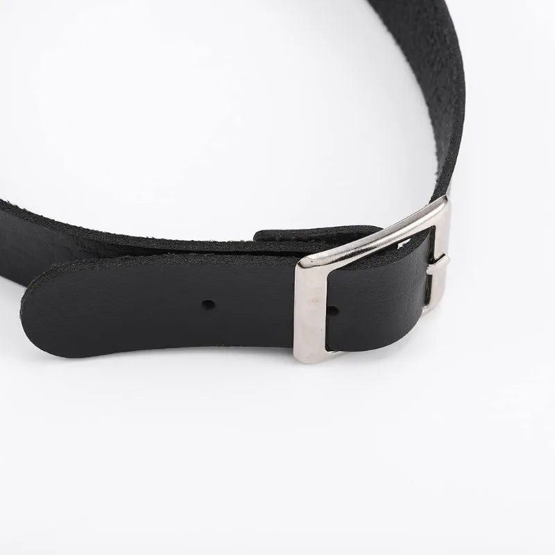 Black Leather O-Ring Choker – Gothic Adjustable Collar Necklace Choker Necklace Axl