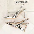 Women's Pointed Toe Stiletto Pumps – Patent Leather Party Heels High Heel Pumps Axl silver 36