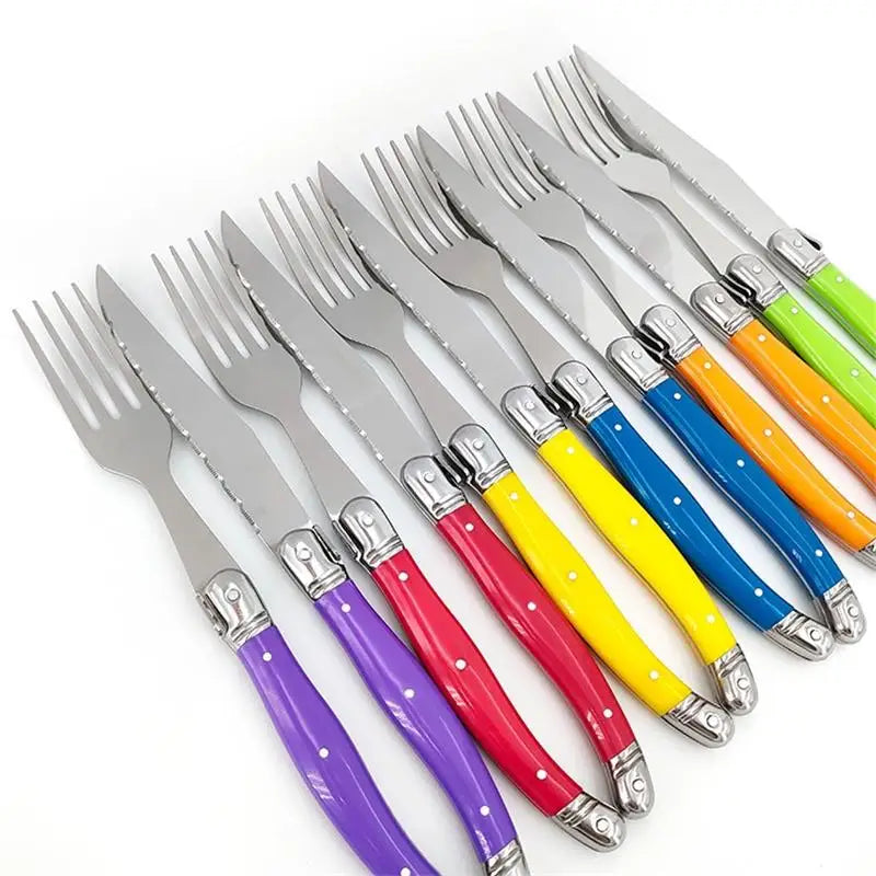 Rainbow Laguiole Cutlery Set 4–24 Pcs | Stainless Steel Flatware Flatware Set Axl