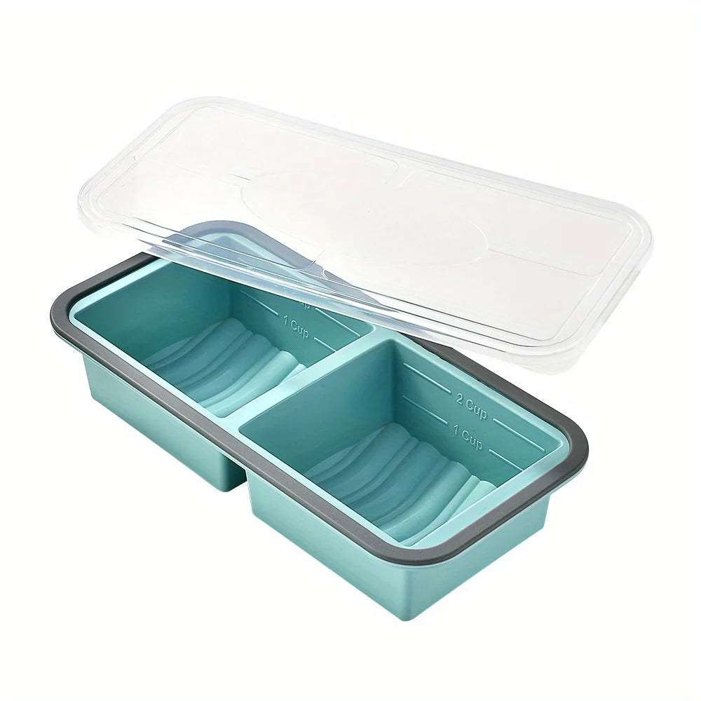 KEMORELA Silicone Food Storage Container 2/3/4 Grid Airtight Food Storage Container Axl Green Two Grids