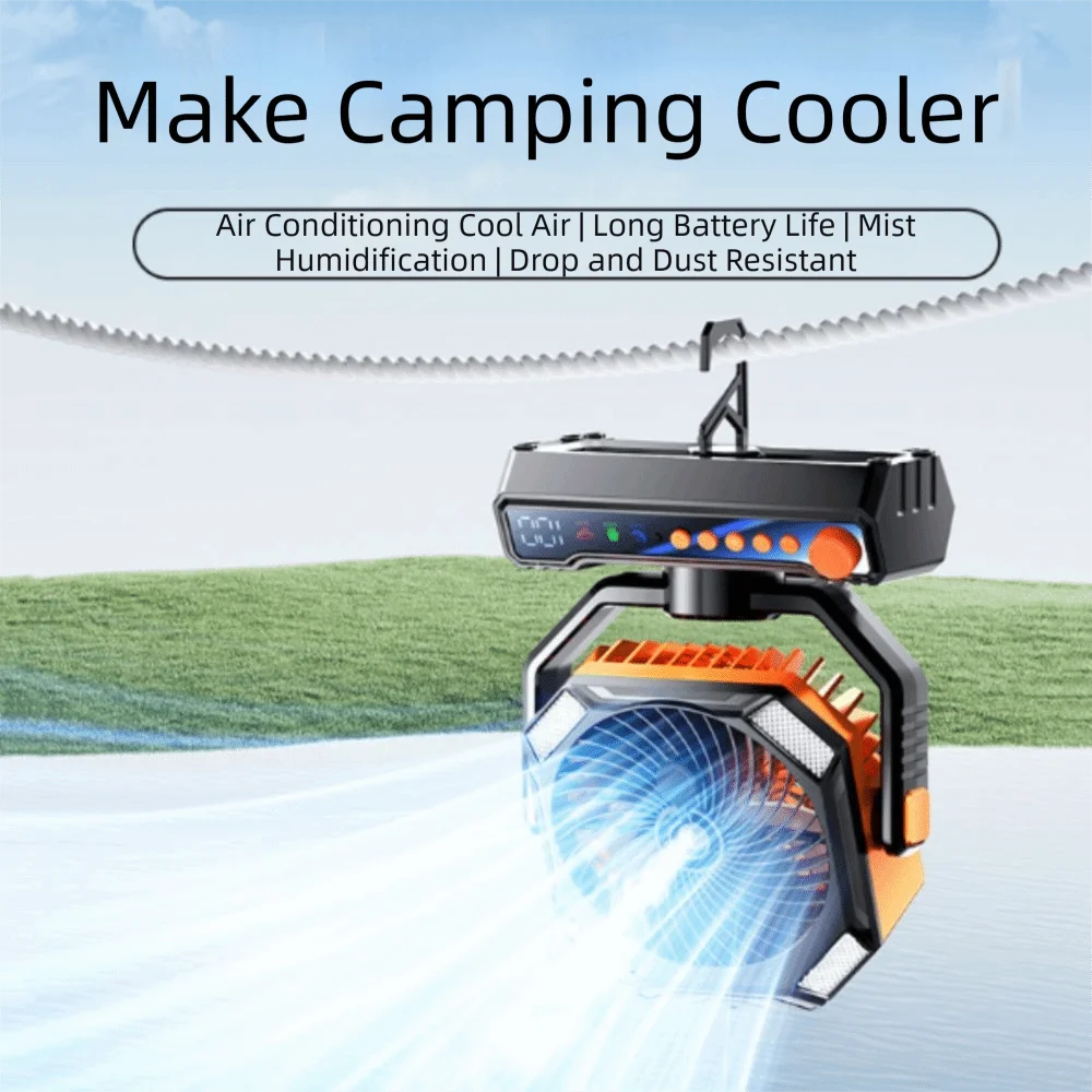USB Rechargeable Camping Fan with Spray Mist – Quiet & Powerful Portable Camping Fan Axl
