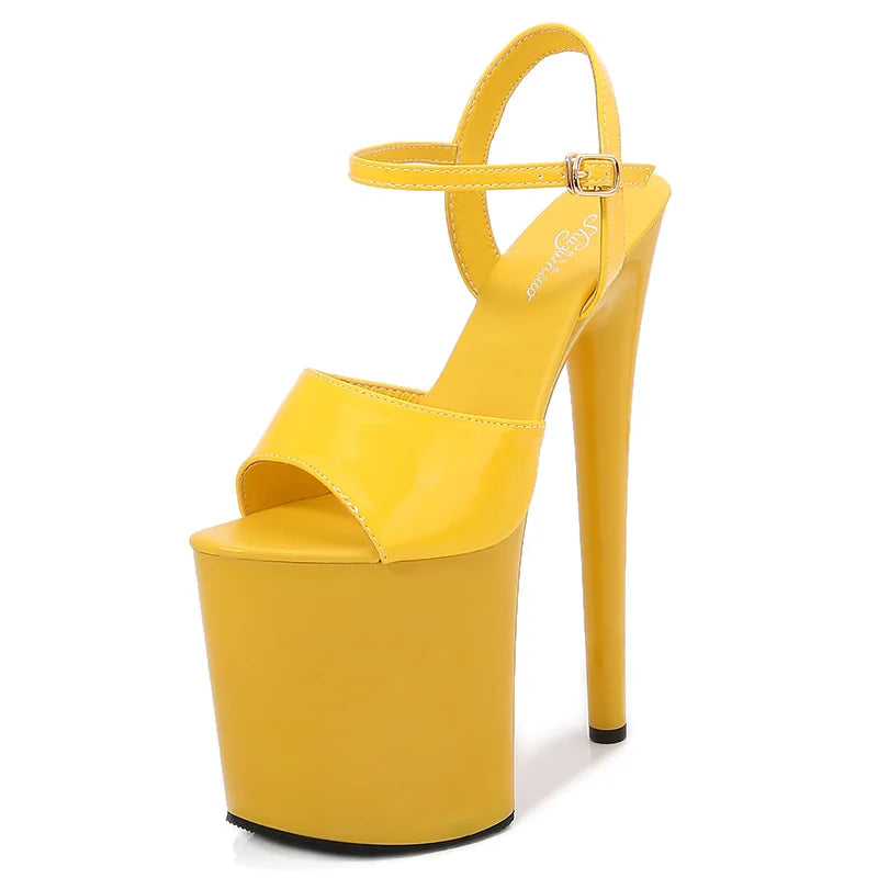 Patent Leather 20cm Platform Stiletto Sandals | Sizes 34–45 Platform Stiletto Sandals Axl yellow 34