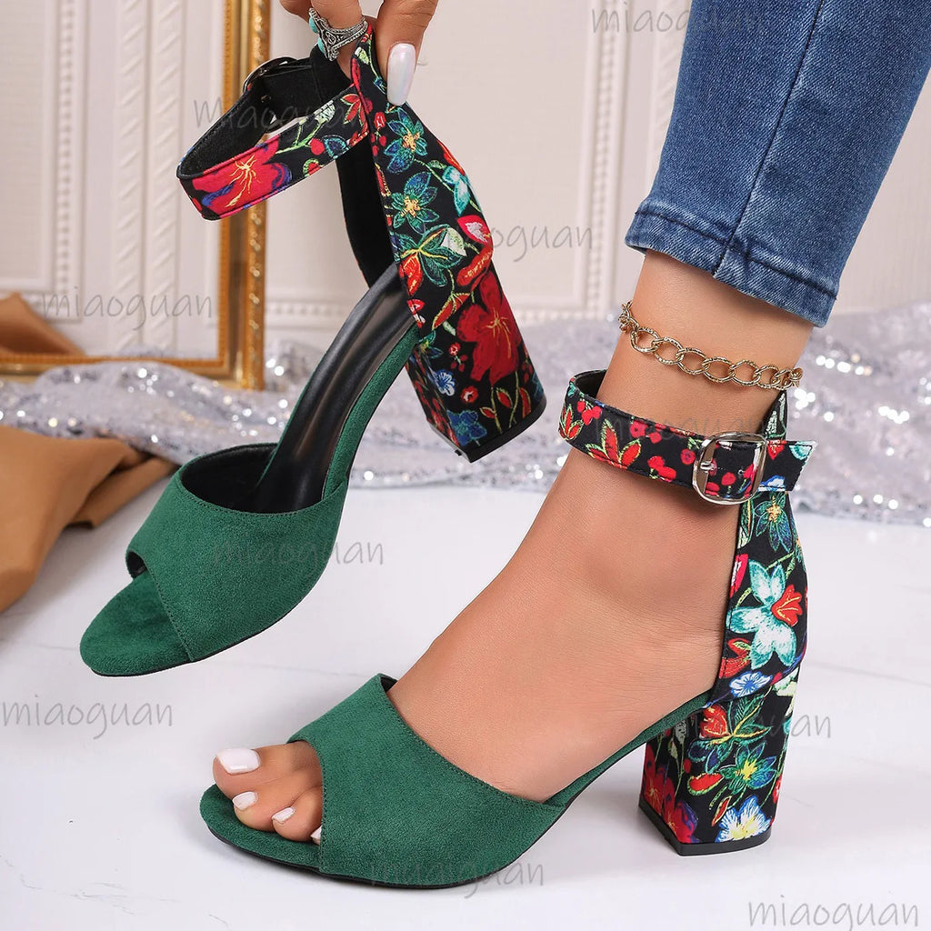 Women's Chunky Heel Sandals – Ankle Strap Roman Style Chunky Heel Sandals Axl
