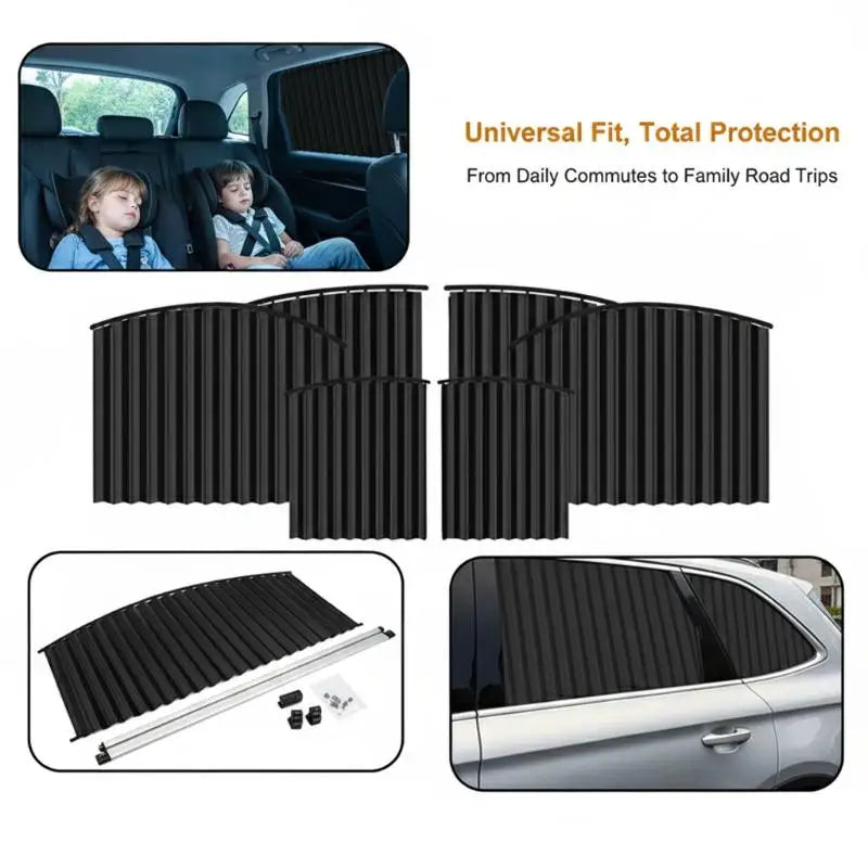 Car Sunshade Curtains 4 PCS – Retractable UV Window Cover Car Window Sunshade Axl