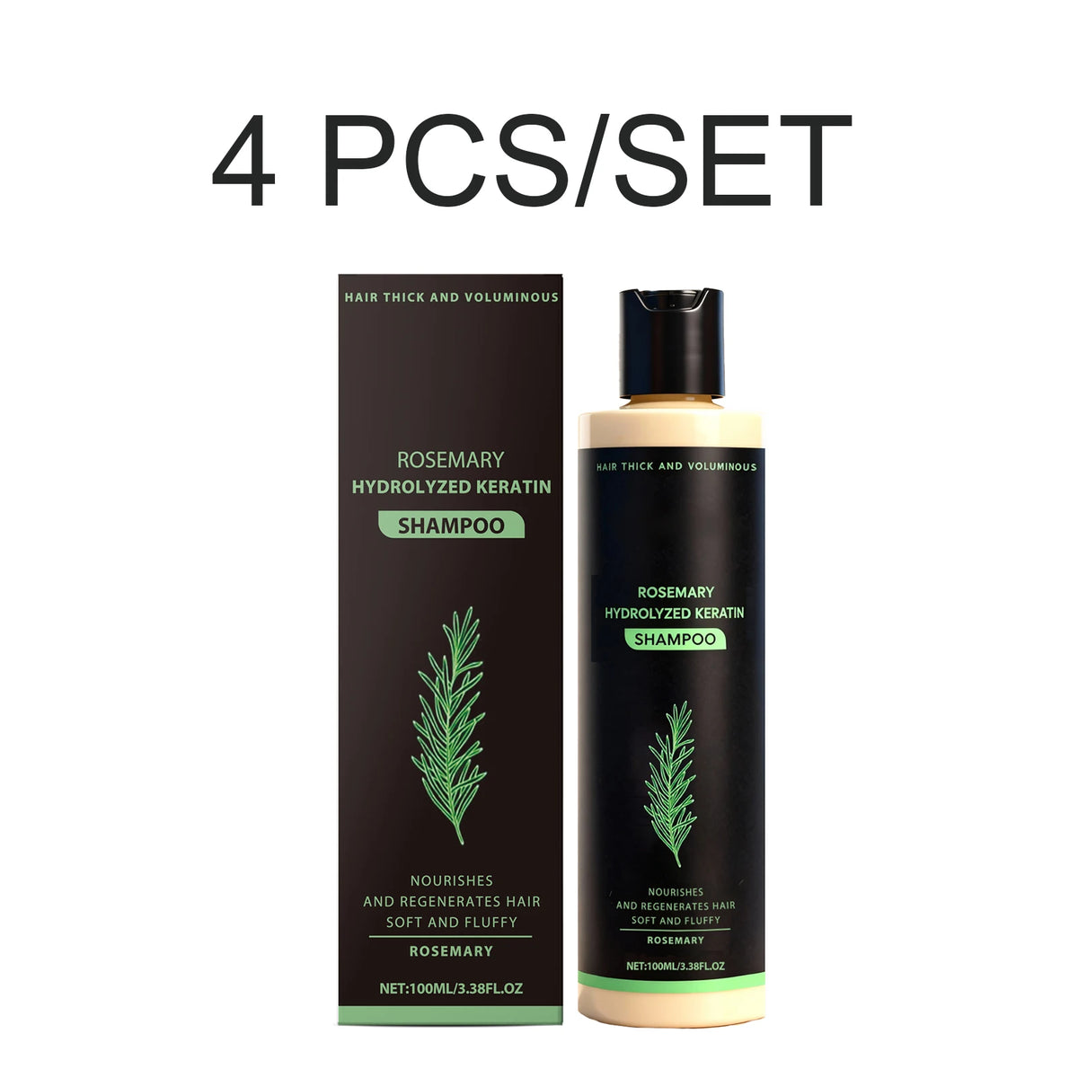 2-in-1 Rosemary Keratin Shampoo – Volumizing & Nourishing 100ml Hair Care Shampoo Axl 4 PCS