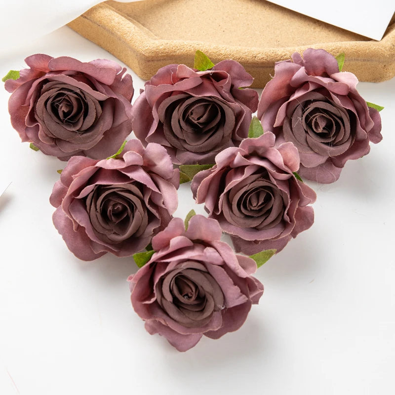 Silk Artificial Rose Heads 5/10 Pcs – Wedding & Home Decor Artificial Silk Flowers Axl color 11 5pcs