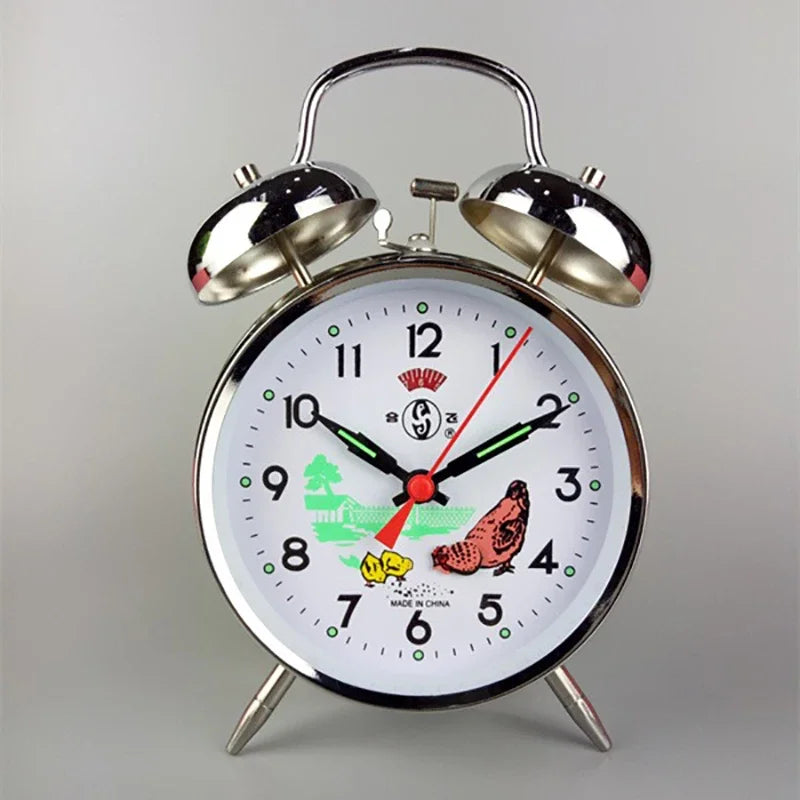 Vintage Mechanical Bell Alarm Clock – Retro Metal Bedside Clock Alarm Clock Axl