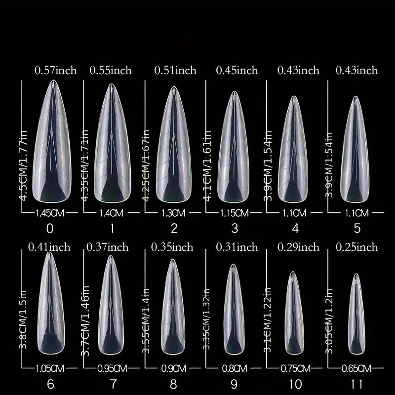 120Pcs Crystal Nail Extension Mold Tips with Scale | Box Set Nail Extension Molds Axl