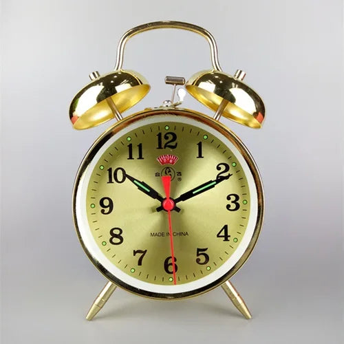 Vintage Mechanical Bell Alarm Clock – Retro Metal Bedside Clock Alarm Clock Axl 17X12CM 1
