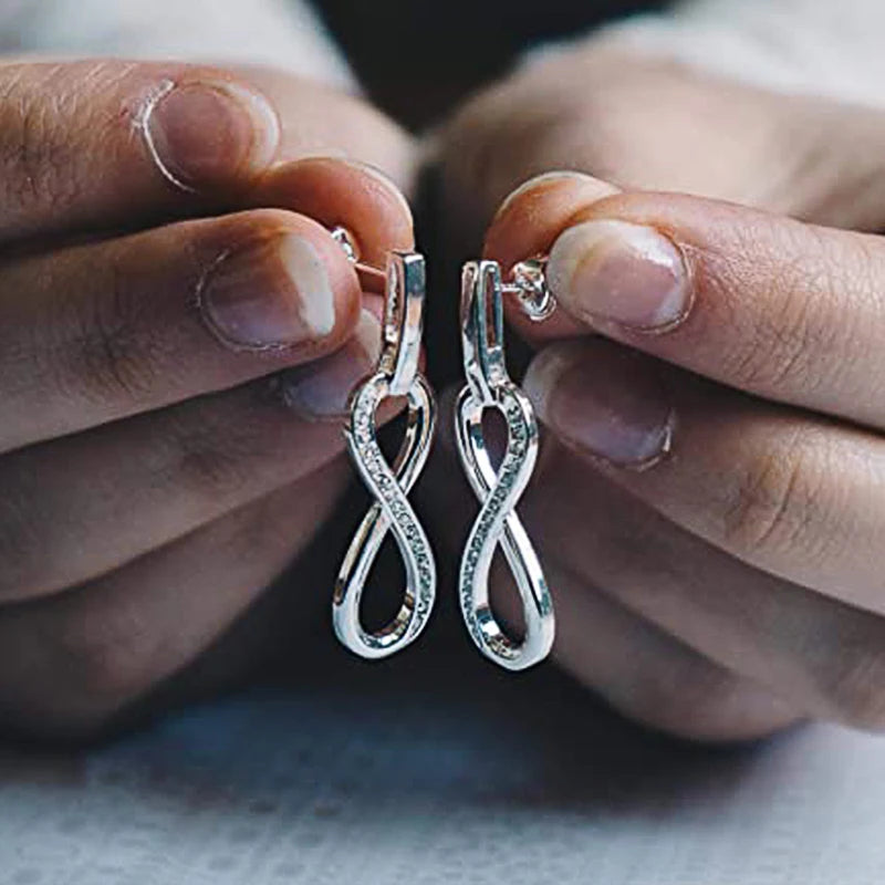 Huitan CZ Stone Silver Drop Earrings – Geometric Women's Jewelry Drop Earrings Axl E2269