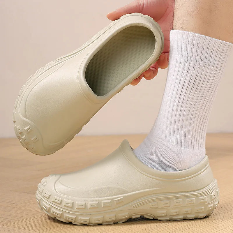 YBQJOO Men's Slip-On Clogs – Waterproof Anti-Slip Beach Shoes Slip-On Clogs Axl khaki 37