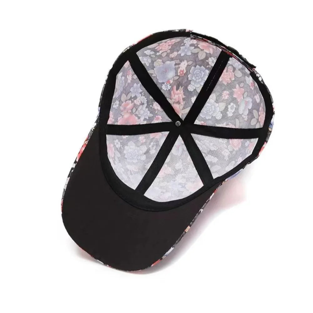 Floral Print Cotton Baseball Cap – Adjustable Women's Visor Women's Baseball Cap Axl
