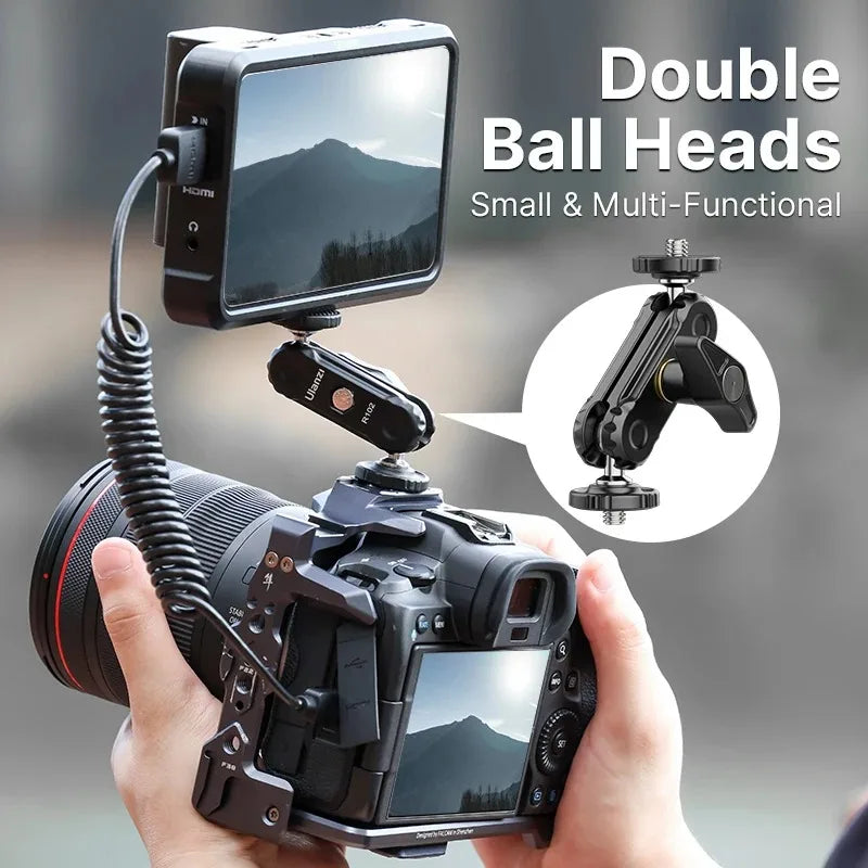 R102 Metal Magic Arm Double Ball Head 360° 1/4" Camera Mount Camera Magic Arm Axl