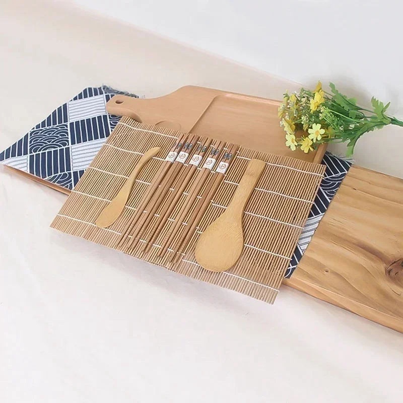 9-Piece Bamboo Sushi Maker Kit – Rice Mold & Onigiri Tools Sushi Making Kit Axl